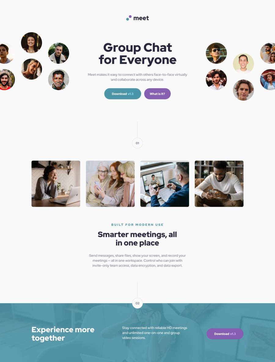 Meet landing page preview